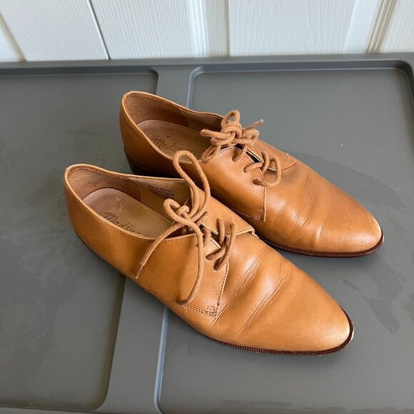 Madewell The Jess Brown Leather Lace-Up Pointy Toe Oxfords Women's Size 7 - Picture 3 of 12